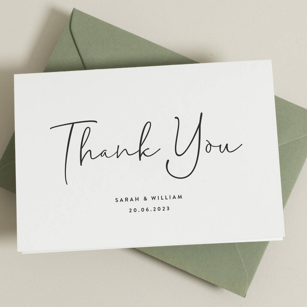 Simple Wedding Thank You Card By Twist Stationery