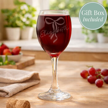 Personalised Bow Wine Glass Gift Boxed, 2 of 5
