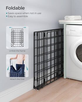 Laundry Basket 90 L Collapsible Hamper Metal Wire Frame, 7 of 12