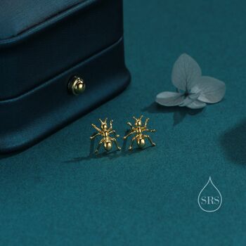 Ant Stud Earrings In Sterling Silver, 5 of 10