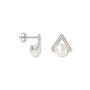Stella Silver Pave Triangular Studs With Cultured Freshwater Pearls, thumbnail 2 of 3