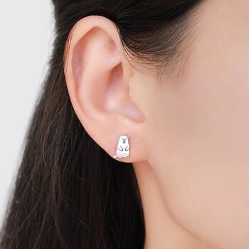 Sterling Silver Groundhog Stud Earrings, 7 of 12