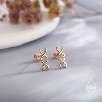 Sterling Silver Dna Molecular Structure Stud Earrings, 4 of 12