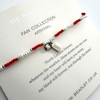 Arsenal Afc Bead Bracelet With Heart Charm, 2 of 7