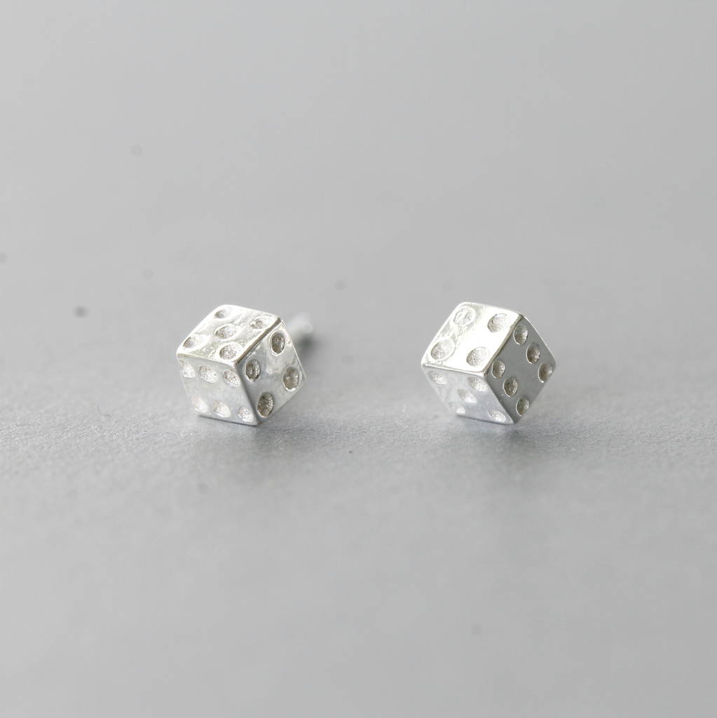 sterling silver dice earrings studs by attic
