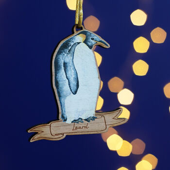 Personalised Penguin Christmas Tree Decoration, 7 of 7