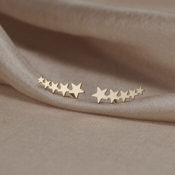 Shooting Star 9ct Gold Climber Earrings, 4 of 8