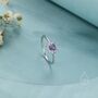 Sterling Silver Genuine Amethyst Crystal Halo Ring, thumbnail 2 of 11