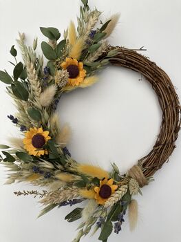 Small Dried Flower Sunflower Wreath, 2 of 4