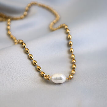 Non Tarnish Bead Chain And Pearl Necklace, 2 of 6