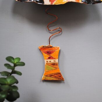 Ceramic Wall Clock Handmade Triangle Geometric Desing Multicoloured, 3 of 6