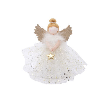 Gold Blonde Light Up Angel Christmas Tree Topper, 7 of 8