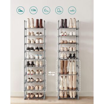 10 Tier Metal Shoe Storage Organiser Shoe Rack, 5 of 11