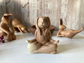 Lotus Pose Yoga Bunny 3cm Rabbit Figurine Gift For Yoga, 3 of 9