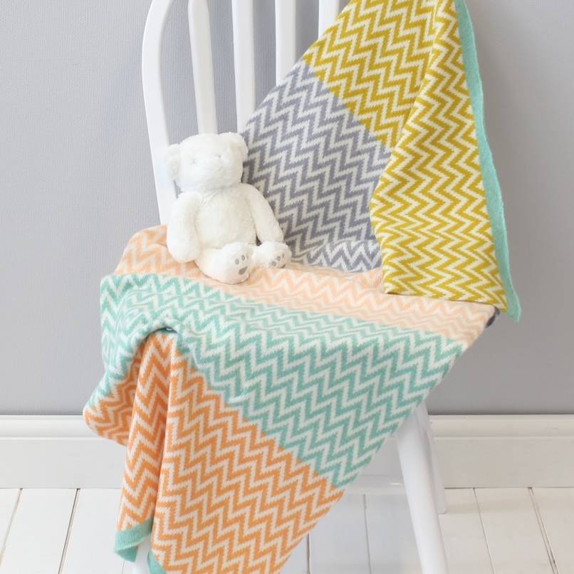 Geometric Multi Colour Baby Blanket By Gabrielle Vary Knitwear