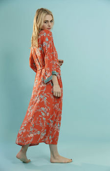Parisian Rouge Long Dressing Gown Organic Cotton, 6 of 9