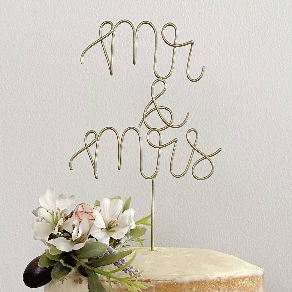 Mr And Mrs Wire Wedding Cake Topper, 1 of 4