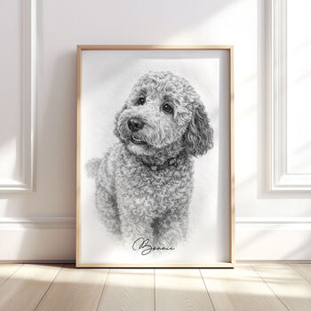 Personalised Black And White Pencil Sketch Pet Portrait, 5 of 12