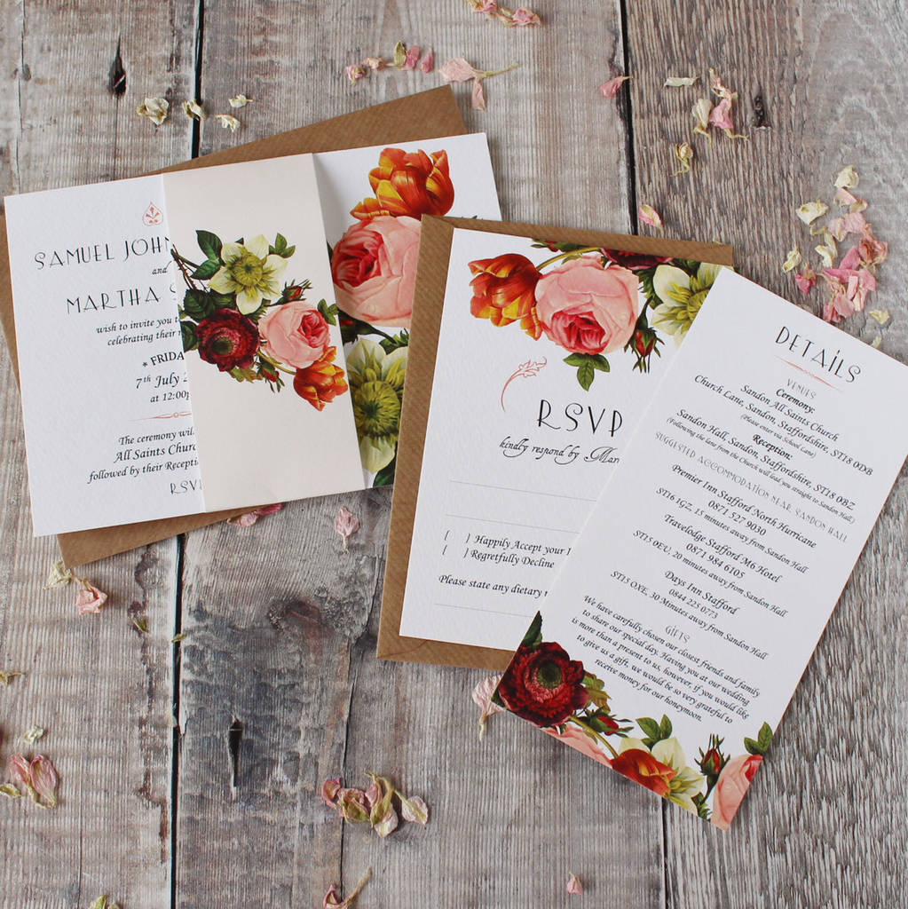 Modern Botanical Wedding Invitation Suite By Vanilla Retro Stationery ...