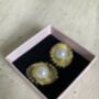 Gold Sunburst Pearl Stud Earrings, thumbnail 6 of 6