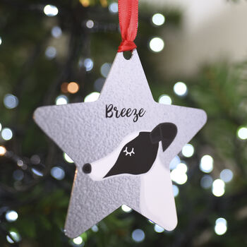 Greyhound Personalised Christmas Tree Dog Decoration, 9 of 9