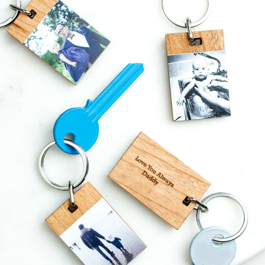 personalised wooden photo keyring by create gift love