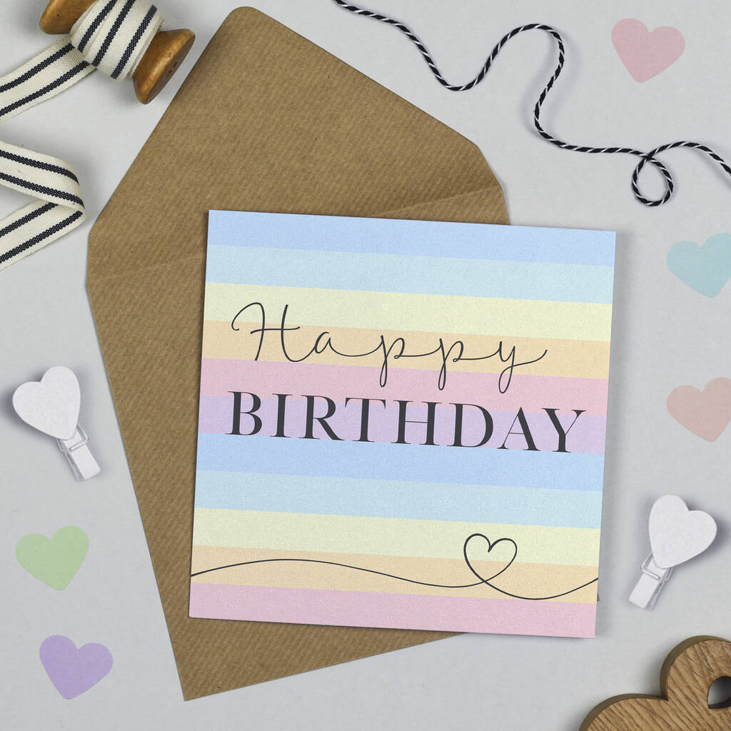 Happy Birthday Rainbow Stripe Card, 1 of 4