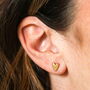 Stainless Steel Delicate Heart Stud Earrings In Gold, thumbnail 2 of 2