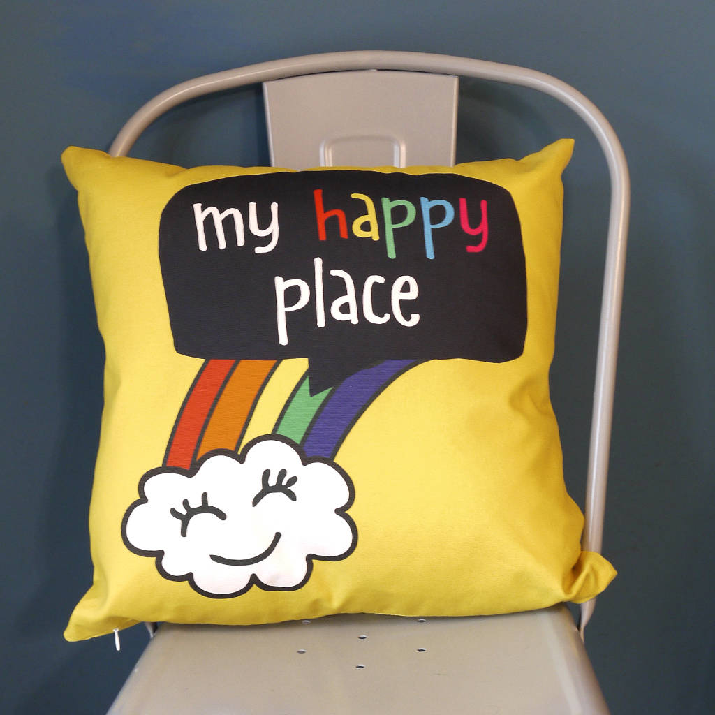 Colourful My Happy Place Cushion Cover By Poppy Lane