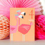 Mini Flamingos 4th Birthday Card, thumbnail 3 of 4