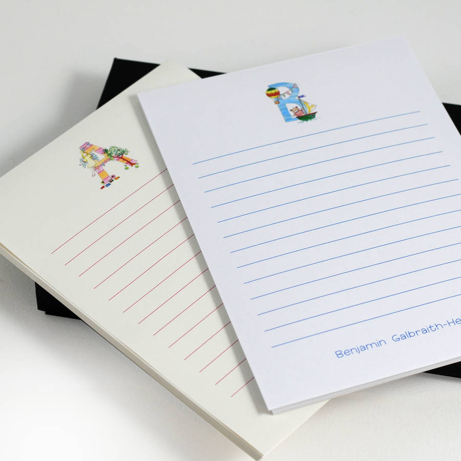 childrens personalised lined writing paper set alphabet by honeytree publishing ...