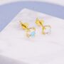 Sterling Silver Moonstone Glass Tiny Stud Earrings, thumbnail 4 of 12