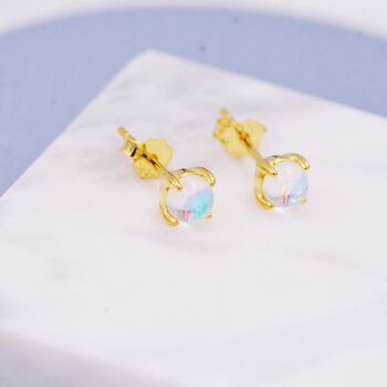 Sterling Silver Moonstone Glass Tiny Stud Earrings, 4 of 12