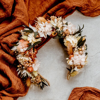 Mira Dried Flower Crown Wedding Bridal Headband, 3 of 3