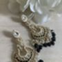 Meenakari Black Gold Plated Dangle Indian Earrings, thumbnail 1 of 7