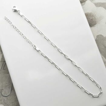 Sterling Silver Fine Paperclip Anklet, 3 of 6