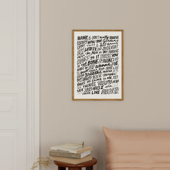 Oasis, Live Forever Song Lyrics Wall Art Print, 4 of 8