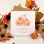 Personalised Autumn Wedding Congratulations Card, Pumpkin Illustration Greeting Card, thumbnail 1 of 2