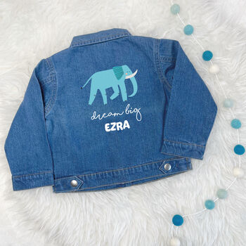 Elephant Dream Big Personalised Baby/Kids Denim Jacket, 3 of 4