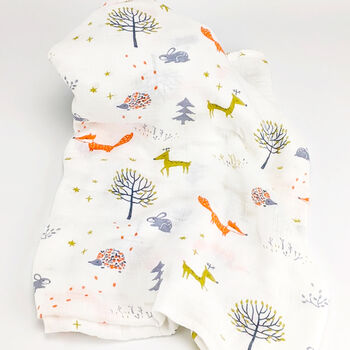 Little Fox Baby Muslin Bamboo Cotton Blanket, 3 of 7