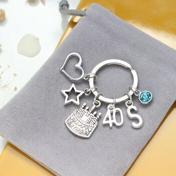 Personalised Milestone Birthday Keyring, 18th, 21st, 30th, 40th, 50th, 60th, 70th, 6 of 11