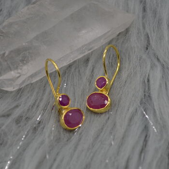 Red Ruby Sterling Silver Drop Earrings, 7 of 9