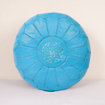 Moroccan Coloured Leather Pouffe, 6 of 12