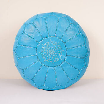 Moroccan Coloured Leather Pouffe, 9 of 12