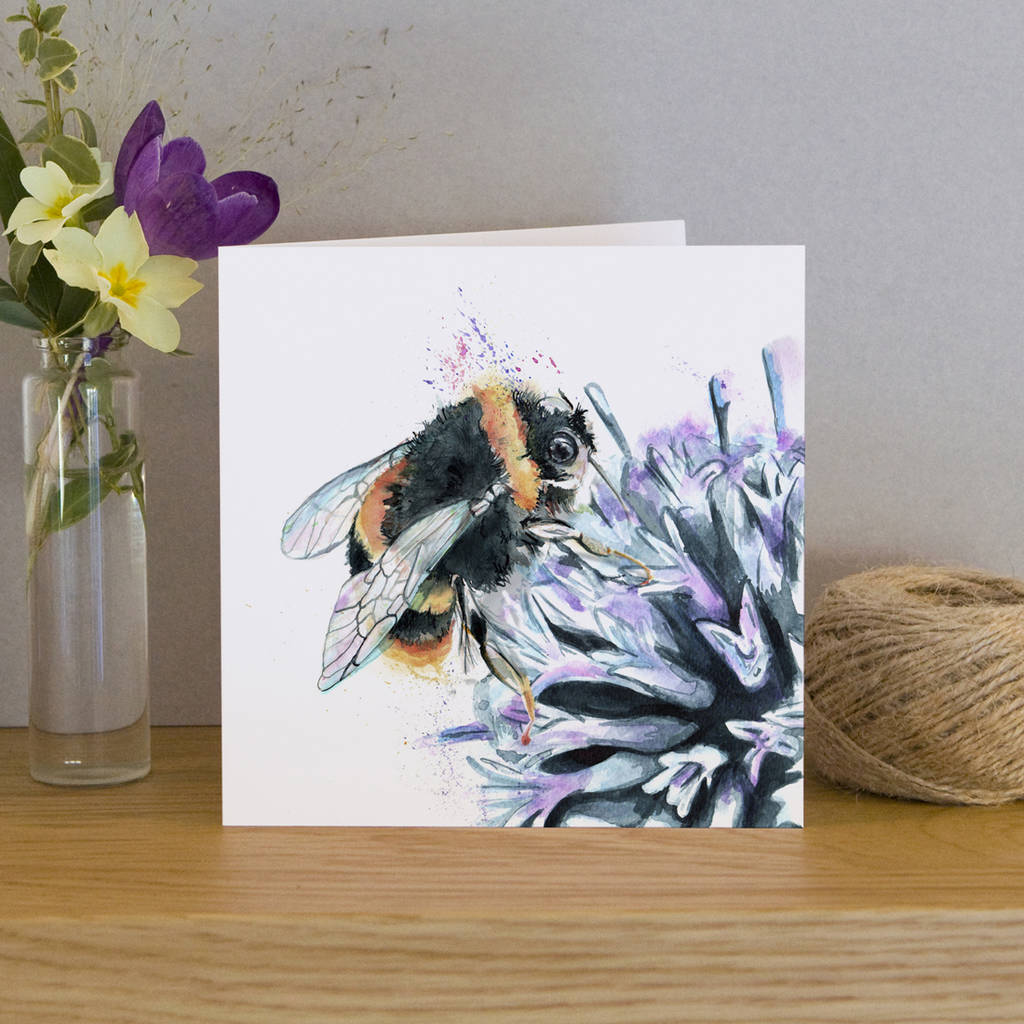 Inky Bumblebee Blank Greeting Card, 1 of 4
