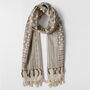 Embroidered Natural Cotton Scarf, thumbnail 2 of 6