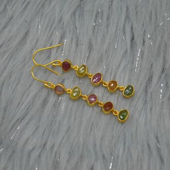 Mixed Tourmaline Sterling Silver Dangle Earrings, 11 of 12