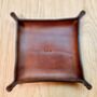 Personalised Leather Desk Valet Tray, Spanish Brown, thumbnail 2 of 12