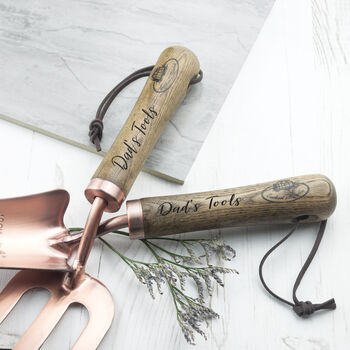 Personalised Luxe Copper Trowel And Fork Set, 8 of 10