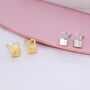 Small Padlock Stud Earrings In Sterling Silver, thumbnail 6 of 11